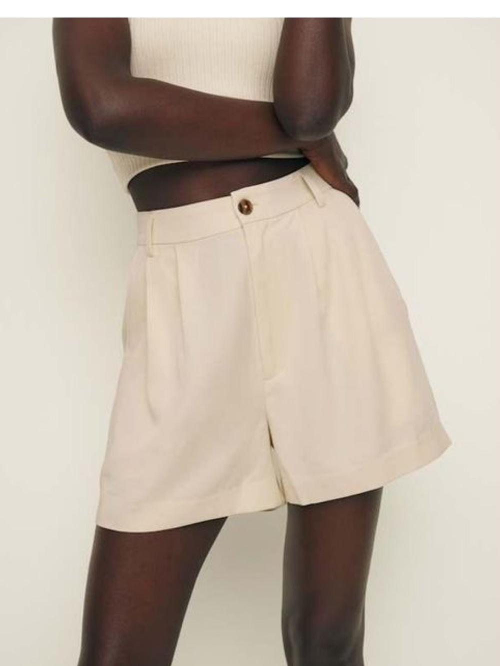 Reformation Natural Mason Shorts High-Waist Cream Women’s Tailored Sz 0